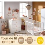Chambre complète bébé avec lit 120x60cm À barreaux et commode À langer 3 tiroirs - basic rose Chambre complète bébé avec lit 120x60cm À barreaux et commode À langer 3 tiroirs - basic rose