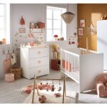 Chambre complte bb avec lit 120x60cm et commode  langer 3 tiroirs - basic rose