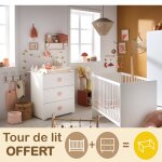 Chambre complte bb avec lit 120x60cm et commode  langer 3 tiroirs - basic rose