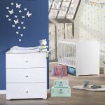 Chambre compl�te b�b� avec lit � barreaux et commode � langer - basic blanc