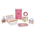 Chambre � coucher pour maison de poup�e rose, blanc, beige