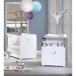 Chambre duo lit et commode  langer en bois - leaf blanc
