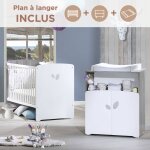 Chambre duo lit et commode  langer en bois - leaf blanc