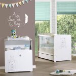 Chambre duo lit et commode  langer en bois - teddy blanc
