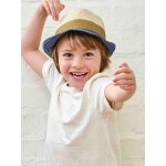 Chapeau esprit panama tricolore aspect paille garon bois
