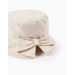 Chapeau imitation lin avec noeud beige clair