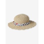 Chapeau en paille de papier avec ruban imprim fleuri fille bois