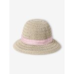 Chapeau en paille de papier et ruban vichy bb fille cru