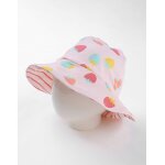 Chapeau rversible  imprims fraises rose