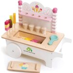 Chariot cr�me glac�e en bois blanc, beige, rose