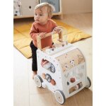 Chariot de marche cube d'activits avec freins en bois fsc multicolore