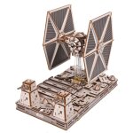 Chasseur tie maquette star wars  construire, vaisseau imprial sur socle lumineux multicolor
