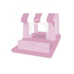 Chateau gonflable enfant avec aire de jeu rose