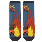 Chaussettes basses antid�rapantes gar�on pompier bleu 5 / 8ans bleu canard