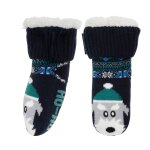 Chaussettes fourr�es enfant marine no�l 1 / 8 ans jacquard marine