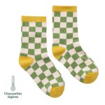 Chaussettes sans couture damier vert