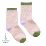 Chaussettes sans couture unies paillettes rose
