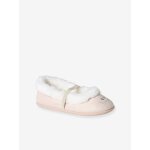 Chaussons ballerines lastiqus fourrs enfant or