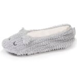 Chaussons ballerines imitation fourrure, semelle antid�rapante gris
