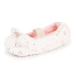 Chaussons ballerines imitation fourrure, semelle gomme antid�rapante ivoire
