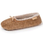 Chaussons ballerines micro �ponge, semelle antid�rapante camel