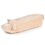 Chaussons ballerines micro �ponge, semelle gomme antid�rapante abricot