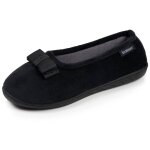 Chaussons ballerines microvelours semelle ergonomique mousse � m�moire forme noir