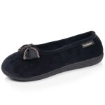 Chaussons ballerines microvelours semelle ergonomique, mousse � m�moire forme noir