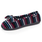 Chaussons ballerines microvelours semelle ergonomique, mousse � m�moire forme rayures canard