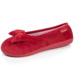 Chaussons ballerines microvelours semelle ergonomique, mousse � m�moire forme rouge
