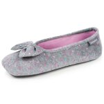 Chaussons ballerines microvelours semelle ultra souple mousse � m�moire forme pois gris