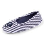 Chaussons ballerines en velours rayures