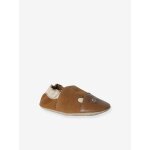 Chaussons b�b� cuir �lastiqu�s chocolat