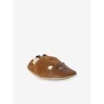 Chaussons b�b� cuir �lastiqu�s chocolat