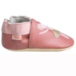 Chaussons b�b� cuir souple coralie la souris rose