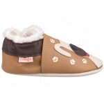 Chaussons b�b� cuir souple fourr�s adrien le chien marron