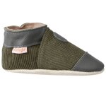 Chaussons b�b� cuir souple velours vert