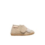 Chaussons b�b� gar�on en tissu bidaim beige - blanc cr�me