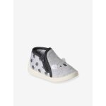 Chaussons b�b� textile zipp�s gris imprim�