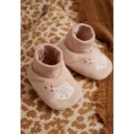 Chaussons b�b� en velours doucette rose