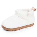 Chaussons bottillons maille bouclette - semelle crant�e ivoire