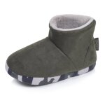 Chaussons bottillons su�dine, semelle gomme antid�rapante kaki