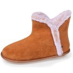 Chaussons bottillons ultra confortables et chauds, interieur et bordure en fausse fourrure camel
