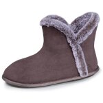 Chaussons bottillons ultra confortables et chauds, interieur et bordure en fausse fourrure gris