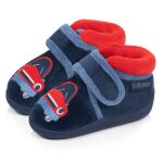 Chaussons bottillons velours maintien renforc�, fermeture scratch, simple � enfiler marine