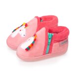 Chaussons bottillons  zip, faciles  enfiler, bon maintien du pied, semelle antidrapante rose