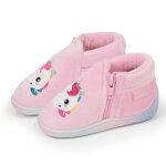 Chaussons bottillons � zip, faciles � enfiler, bon maintien du pied, semelle antid�rapante rose