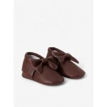 Chaussons 'bow' enfant en cuir vegan marron foncé Chaussons 'bow' enfant en cuir vegan marron foncé