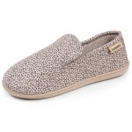 Chaussons charentaises velours semelle ergonomique mousse � m�moire forme l�opard beige