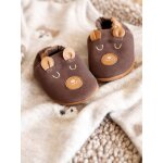 Chaussons �lastiqu�s en cuir souple b�b� lot marron